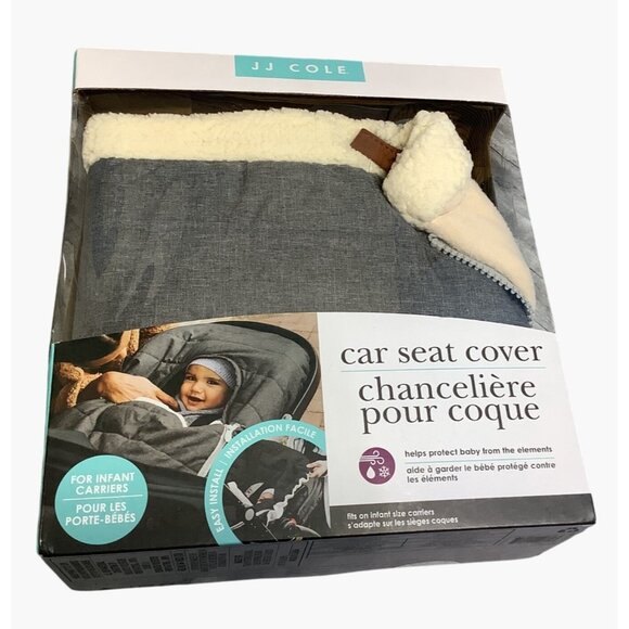 JJ Cole Infant Car Seat Cover With Fleece Lining & Elastic Fit Cold Weather Gray - Picture 8 of 11